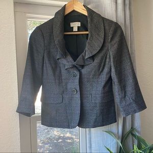 Ann Taylor LOFT Grey Plaid Blazer Size 0 Petite